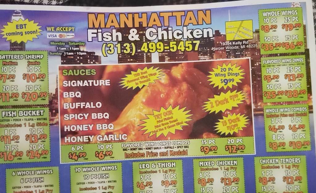 Manhattan Fish and Chicken | restaurant | 19394 Kelly Rd, Harper Woods, MI 48225, USA | 3134995457 OR +1 313-499-5457