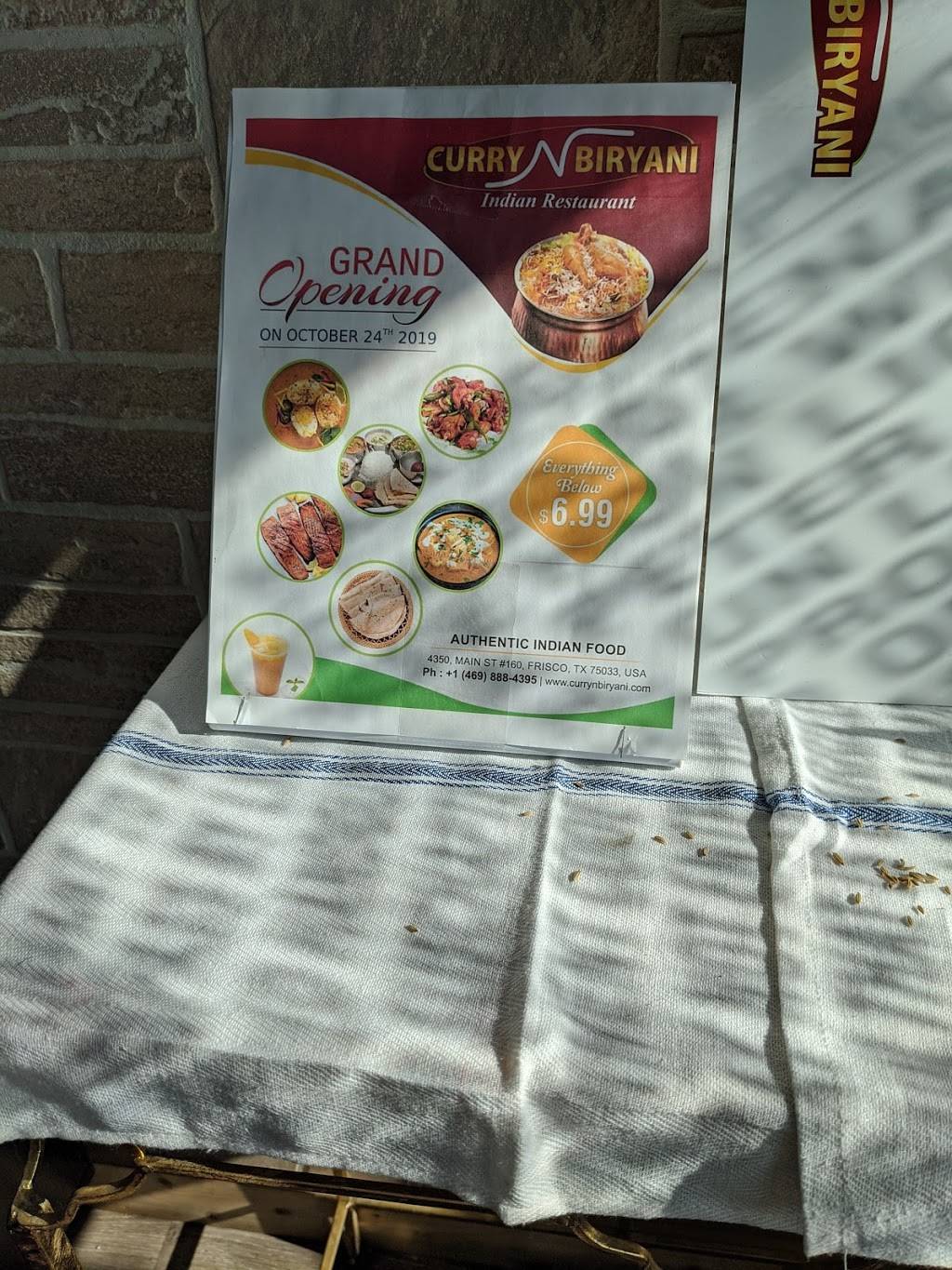 Curry N Biryani Indian Cuisine | restaurant | 4350 Main St Suite 160, Frisco, TX 75033, USA | 4698884395 OR +1 469-888-4395