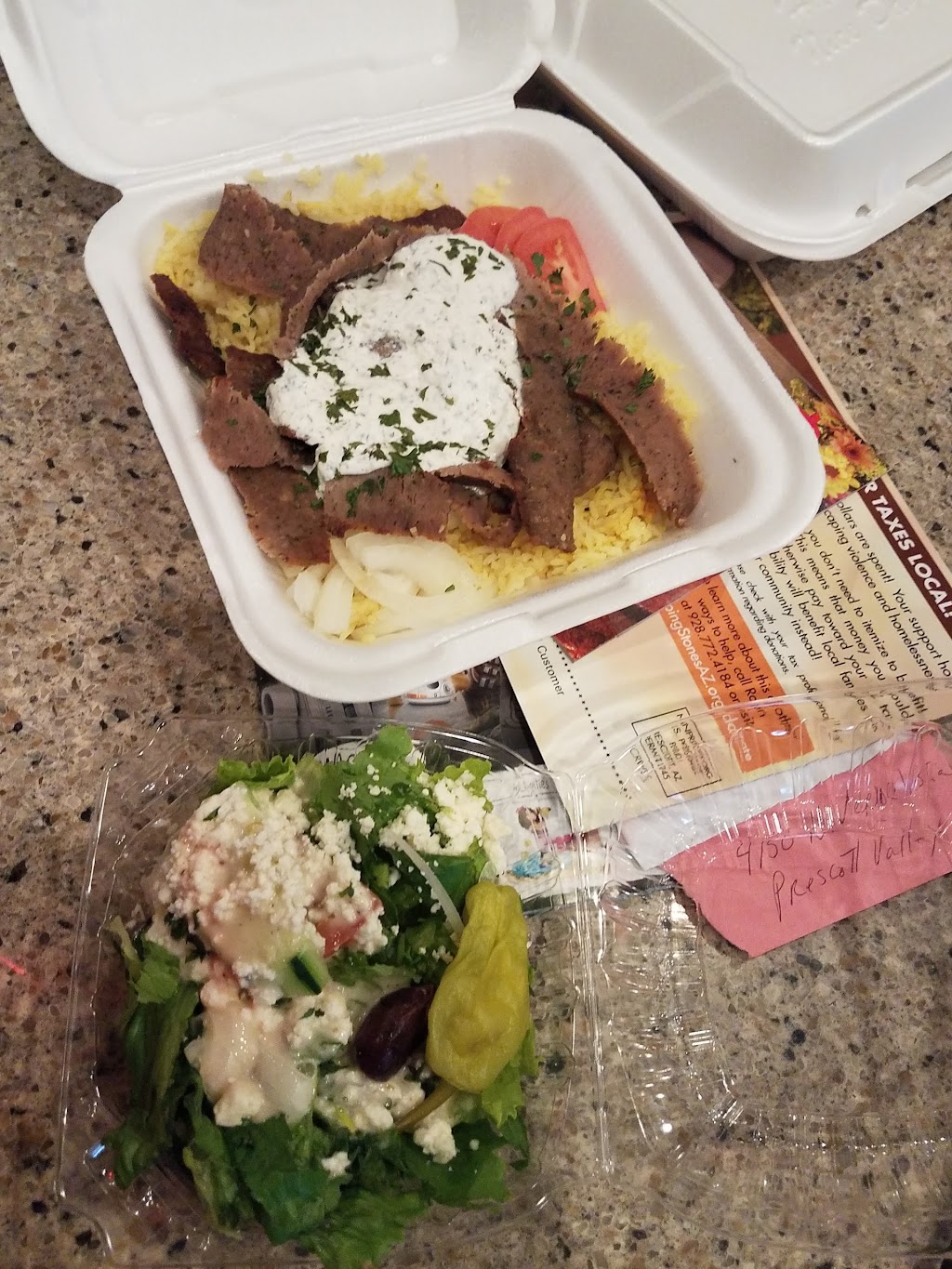 Greek Out Take-Out | restaurant | 3040 N Windsong Dr, Prescott Valley, AZ 86314, USA | 9287721990 OR +1 928-772-1990