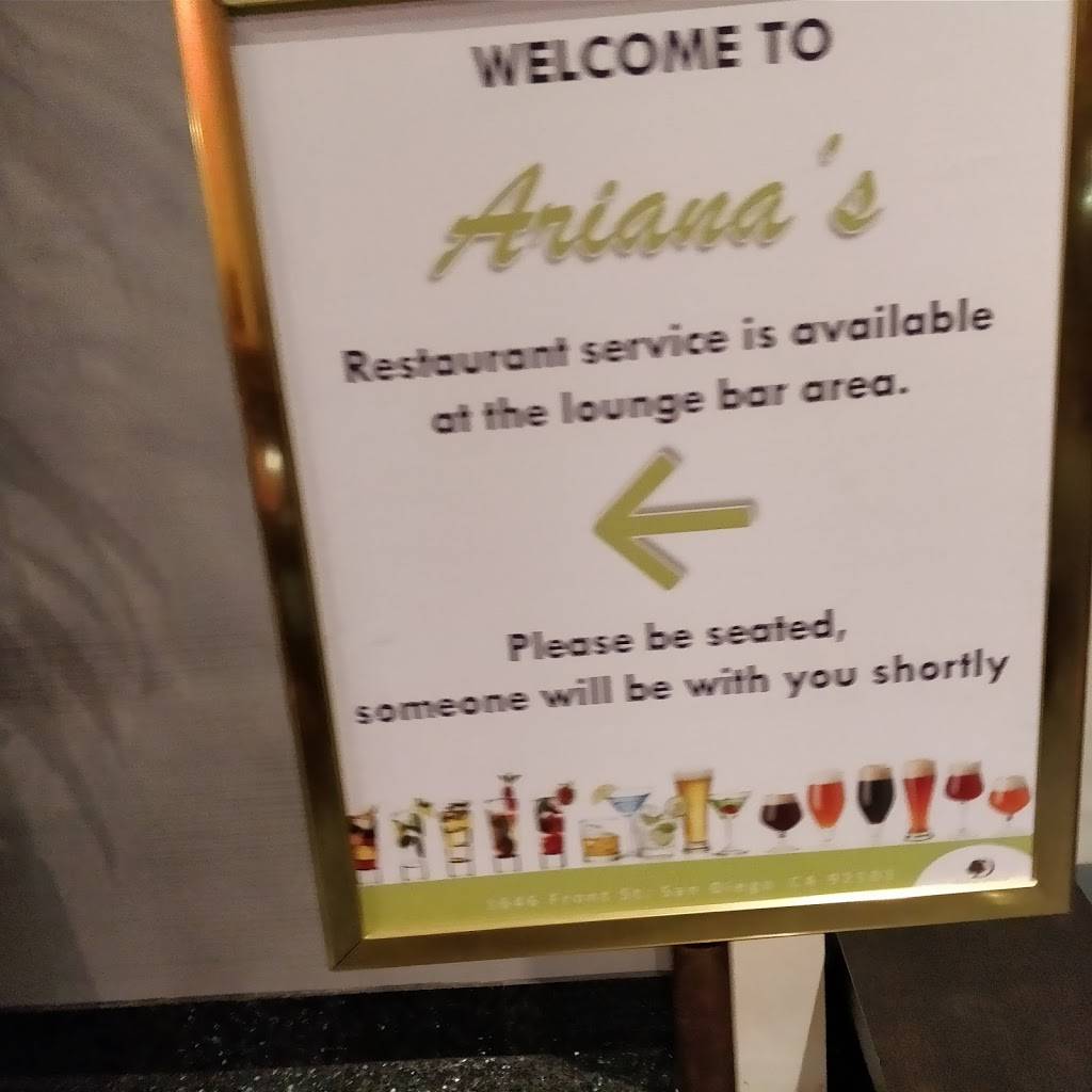 Ariana Restaurant | restaurant | DoubleTree by Hilton Hotel, 1646 Front St, San Diego, CA 92101, USA | 6192396800 OR +1 619-239-6800