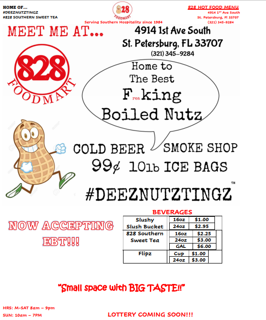 828 FOODMART | restaurant | 4914 1st Ave S, St. Petersburg, FL 33707, USA | 3213459284 OR +1 321-345-9284