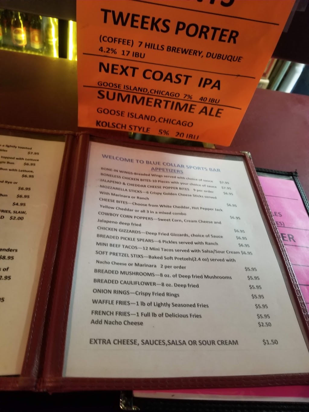 Blue Collar Sports Bar, L.L.C. | restaurant | 120 E Main St, Manchester, IA 52057, USA | 5639273009 OR +1 563-927-3009