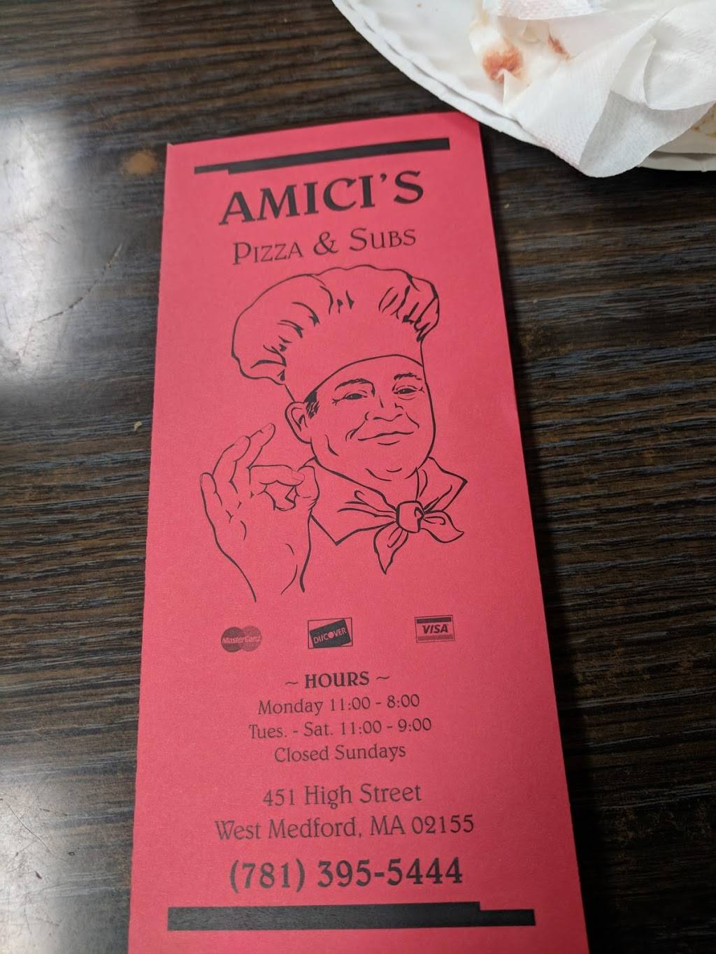 Amicis | meal takeaway | 451 High St, Medford, MA 02155, USA | 7813955444 OR +1 781-395-5444