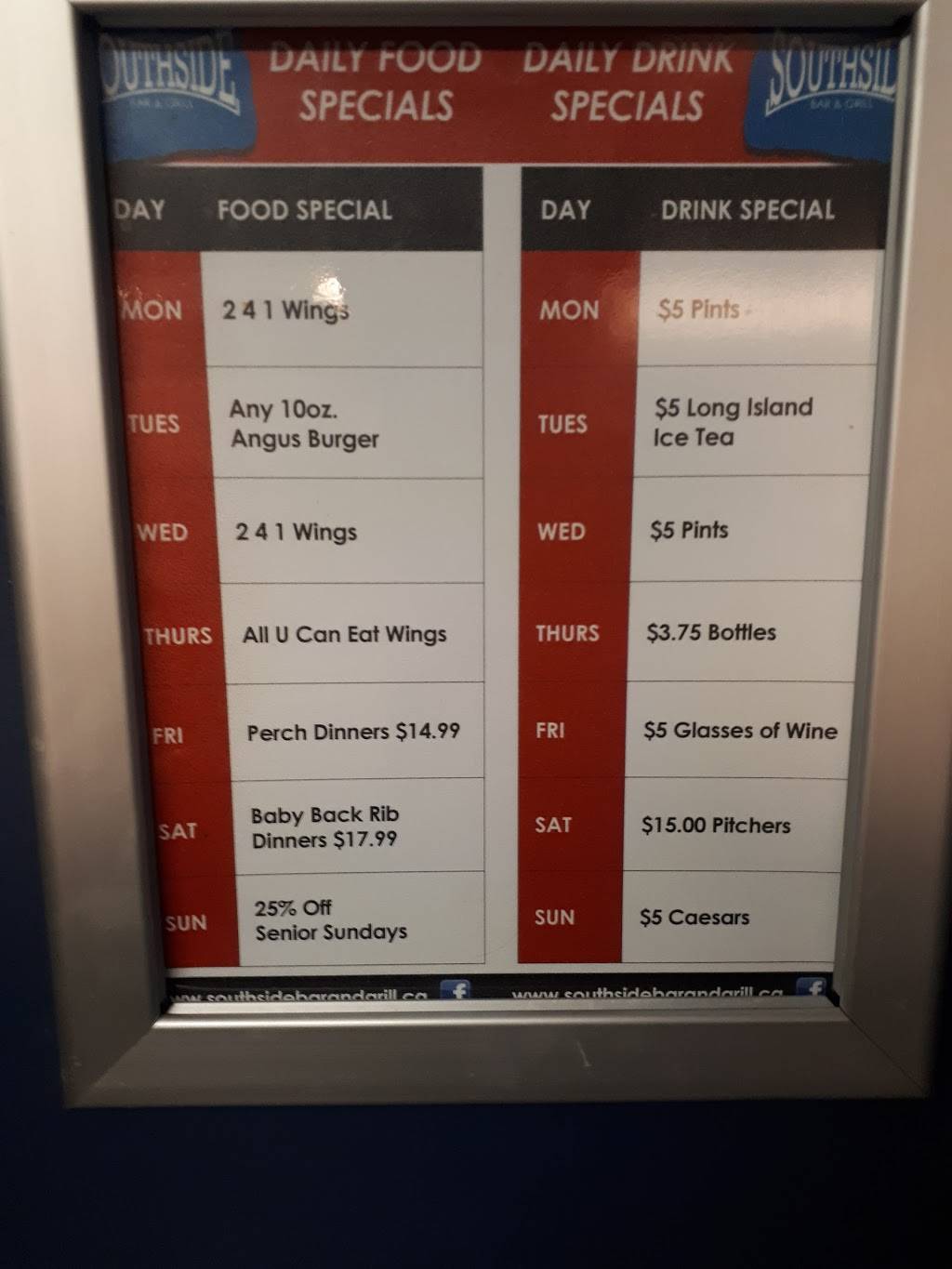 Southside Grill | restaurant | 3032 Dougall Ave, Windsor, ON N9E 1S4, Canada | 5192509809 OR +1 519-250-9809