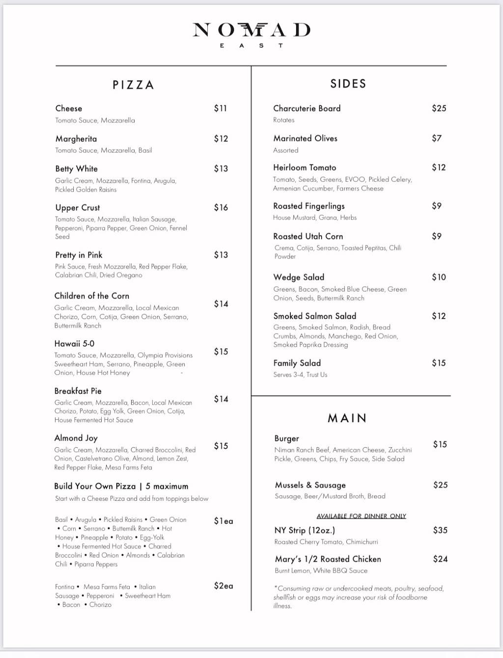 Nomad East | restaurant | 1675 E 1300 S, Salt Lake City, UT 84105, USA | 8018839791 OR +1 801-883-9791