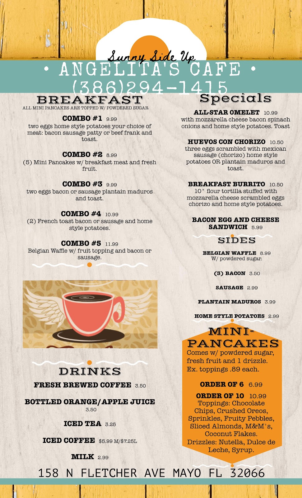 Angelitas Cafe | restaurant | 158 N Fletcher Ave, Mayo, FL 32066, USA | 3862941415 OR +1 386-294-1415