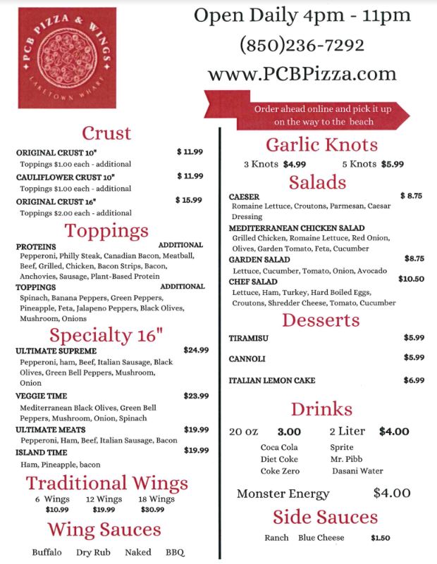 PCB Pizza | restaurant | 9860 S Thomas Dr Retail #6, Panama City Beach, FL 32408, USA | 8502367292 OR +1 850-236-7292