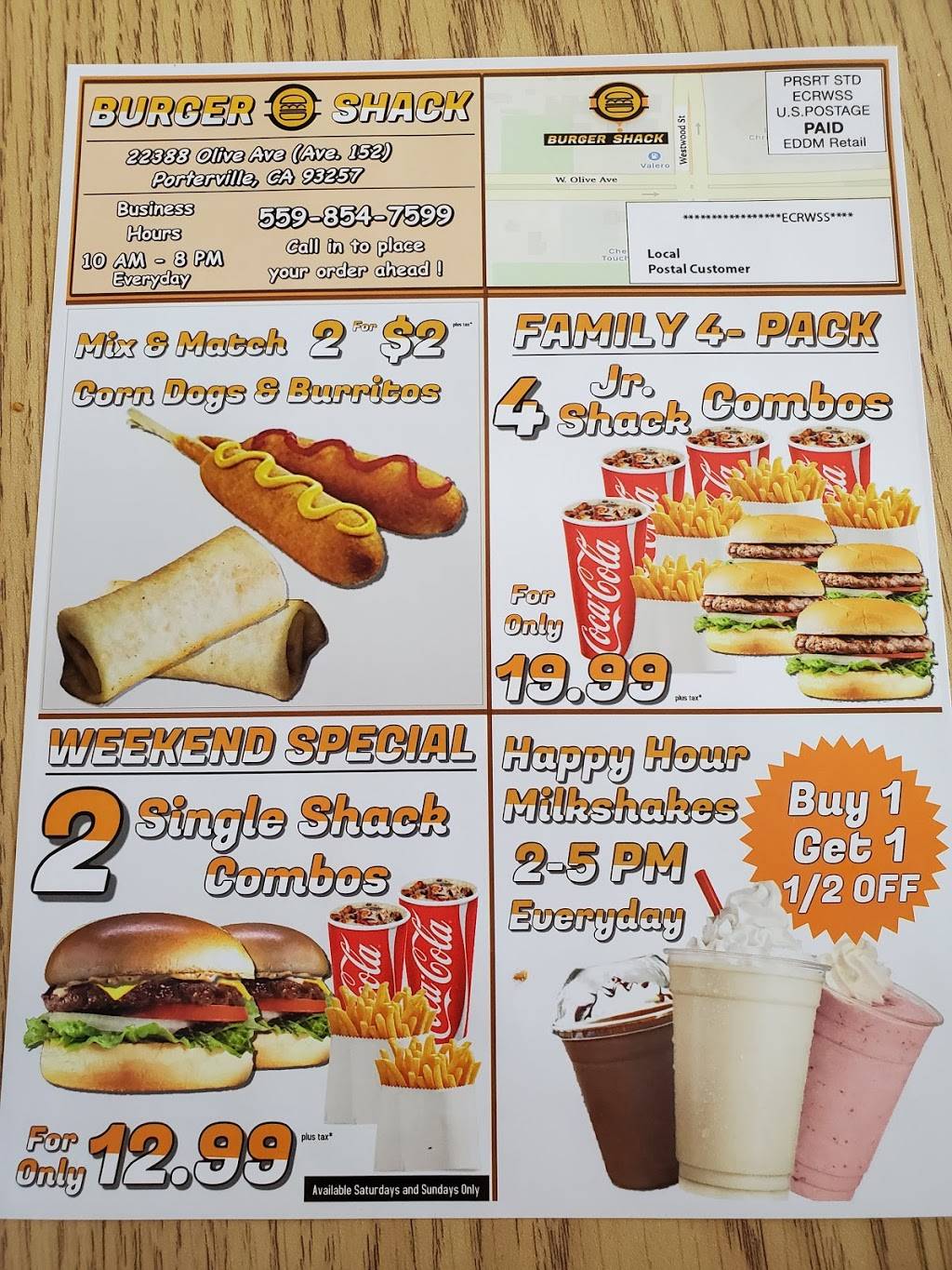 Burger Shack | restaurant | 22388 Ave 152, Porterville, CA 93257, USA | 5598547599 OR +1 559-854-7599