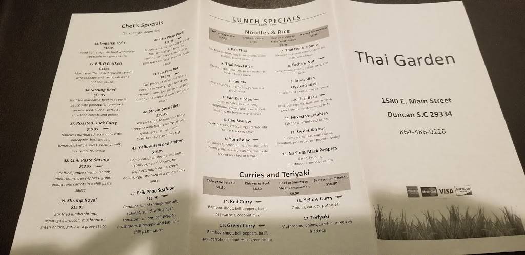 Thai Cuisine | restaurant | 1580 E Main St, Duncan, SC 29334, USA | 8644860226 OR +1 864-486-0226