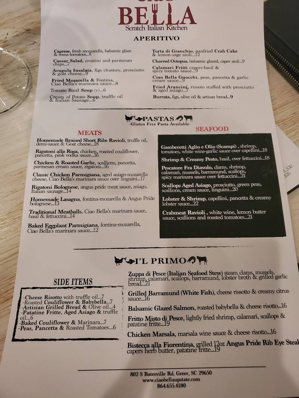 Ciao Bella Italian Restaurant | restaurant | 802 S Batesville Rd, Greer, SC 29650, USA | 8646554180 OR +1 864-655-4180