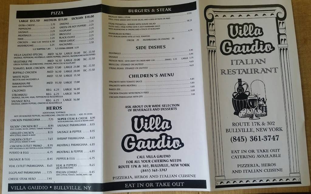 Villa Gaudio of Bullville Inc | restaurant | NY-17K, Bullville, NY 10915, USA | 8453613747 OR +1 845-361-3747
