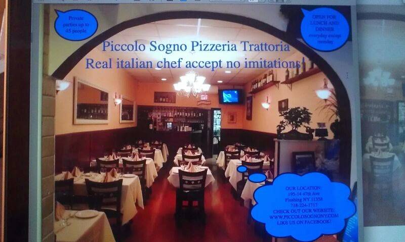 Piccolo Sogno | meal takeaway | 195-14 47th Ave, Flushing, NY 11358, USA | 7182241717 OR +1 718-224-1717
