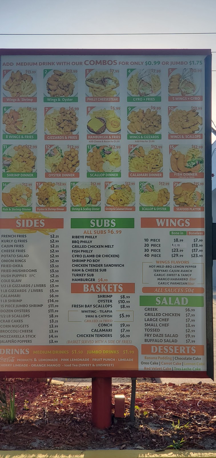 Fry Daze - Seafood, Wings, & Subs | restaurant | 2901 NE Jacksonville Rd, Ocala, FL 34479, USA | 3523046208 OR +1 352-304-6208