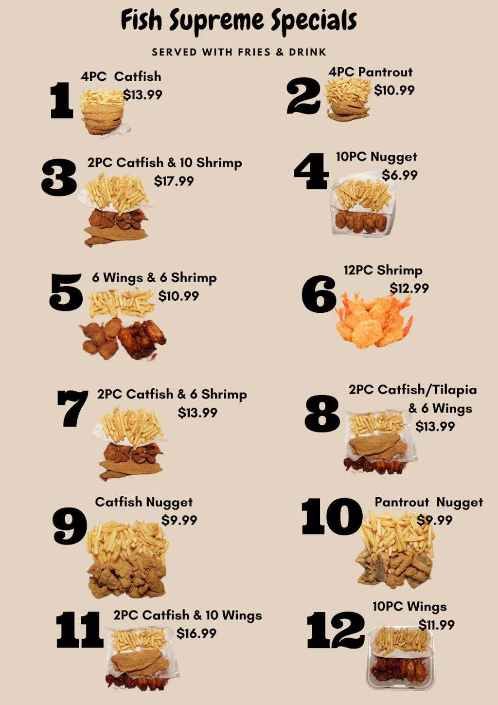 Fish Supreme | restaurant | 2895 W McDowell Rd #3, Jackson, MS 39212, USA | 7695727253 OR +1 769-572-7253