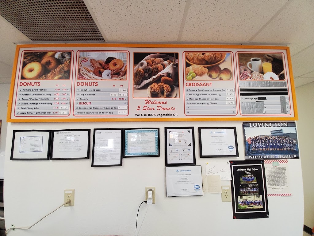 5 STAR DONUTS AND DELI | restaurant | 518 Main St, Lovington, NM 88260, USA | 5753960061 OR +1 575-396-0061