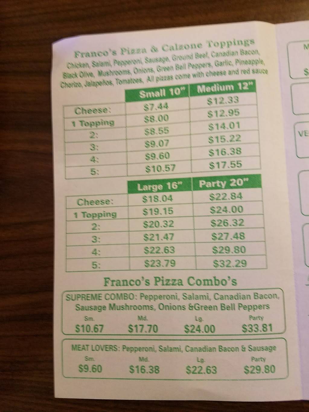 Francos Pizza | restaurant | Lodi, CA 95240, USA | 2093390775 OR +1 209-339-0775