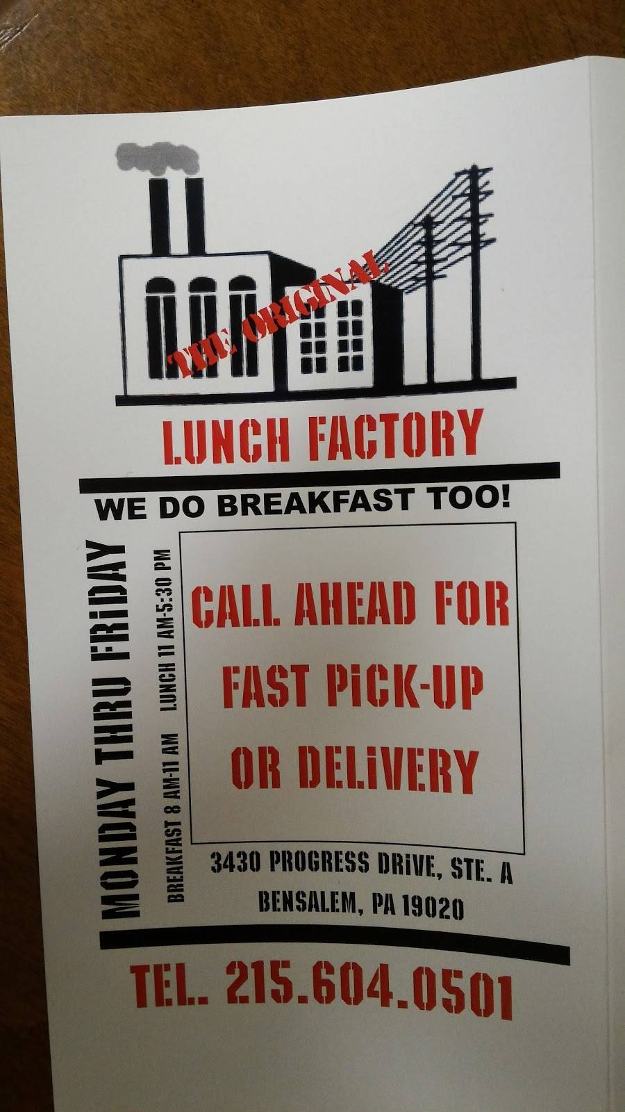 Lunch Factory | restaurant | 3430 Progress Dr # A, Bensalem, PA 19020, USA | 2156040501 OR +1 215-604-0501