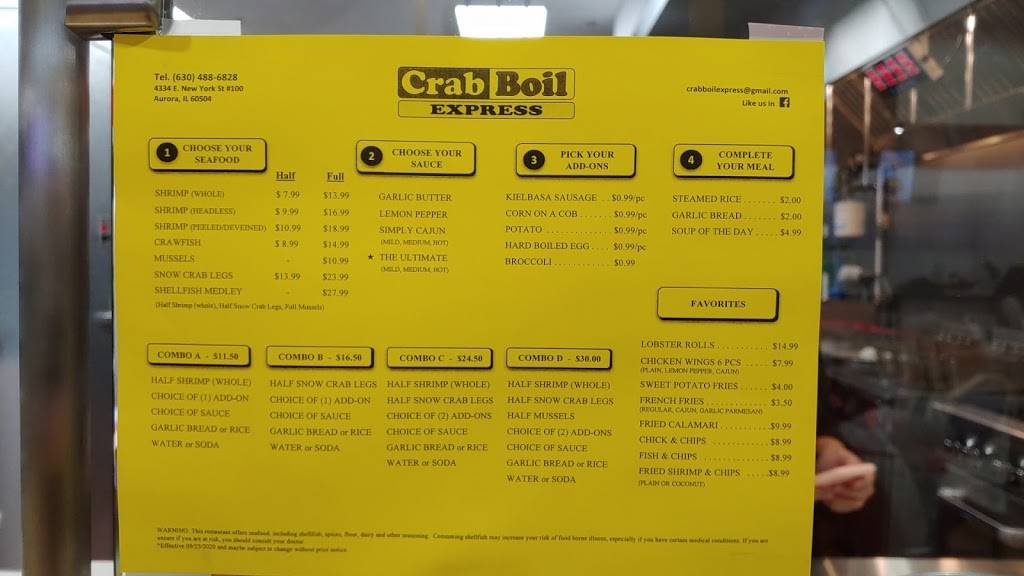 Crab Boil Express | restaurant | 4334 E New York St, Aurora, IL 60504, USA | 6304886828 OR +1 630-488-6828
