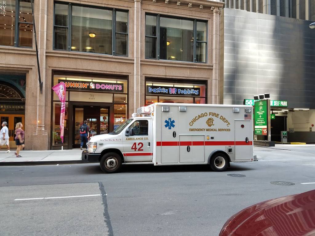 Dunkin | bakery | 71 E Monroe St, Chicago, IL 60603, USA | 3123501159 OR +1 312-350-1159