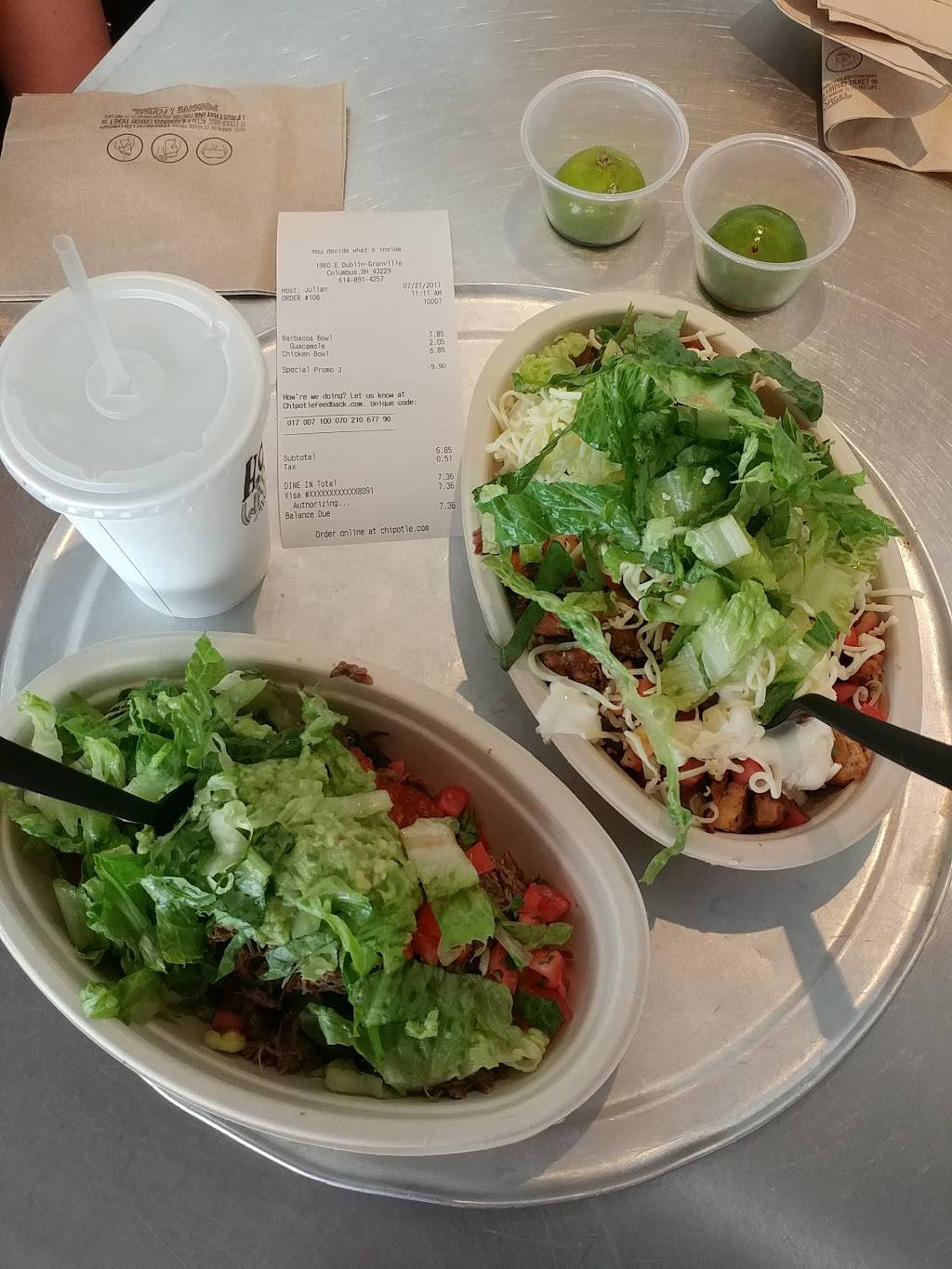 Chipotle Mexican Grill | restaurant | 1960 E Dublin Granville Rd, Columbus, OH 43229, USA | 6148914257 OR +1 614-891-4257