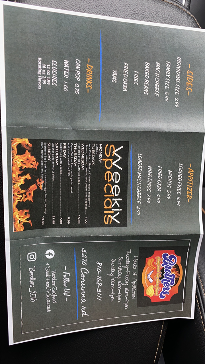 Brothers Seafood & Soulfood | restaurant | 5270 Corunna Rd unit 2, Flint, MI 48532, USA | 8107683111 OR +1 810-768-3111