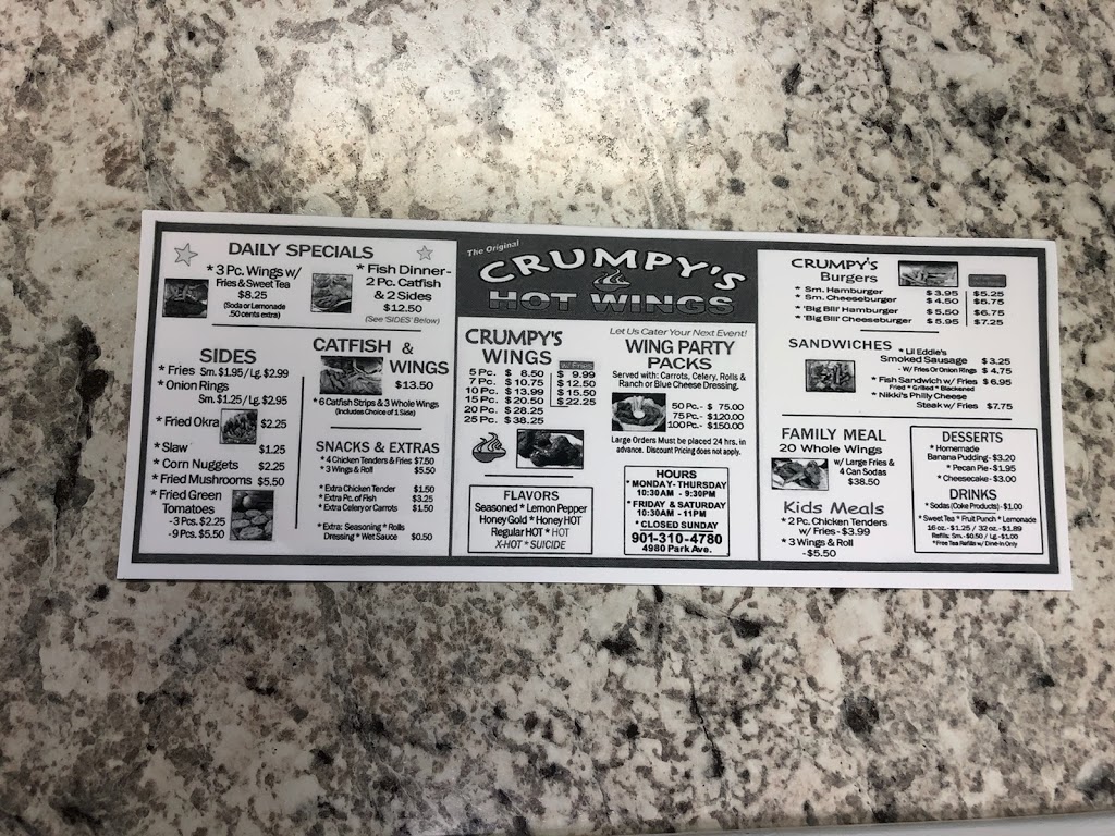 Crumpys Hot Wings East | restaurant | 4980 Park Ave, Memphis, TN 38117, USA | 9013104780 OR +1 901-310-4780