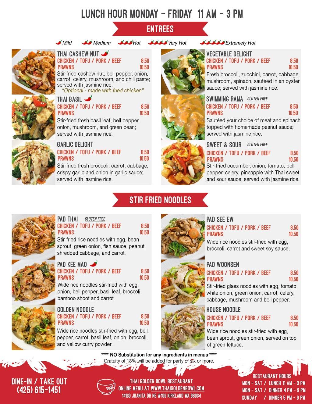 Thai GoldenBowl | restaurant | 14130 Juanita Dr NE #109, Kirkland, WA 98034, USA | 4256151451 OR +1 425-615-1451