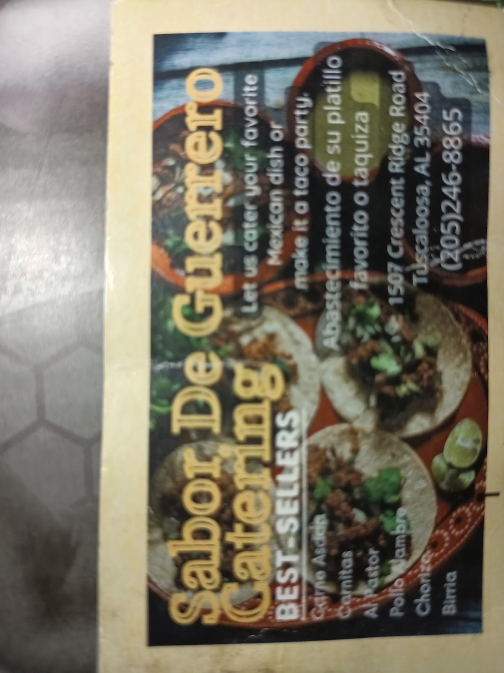 Sabor De Guerrero | restaurant | 1507 Crescent Ridge Rd NE, Tuscaloosa, AL 35404, USA | 2052468865 OR +1 205-246-8865