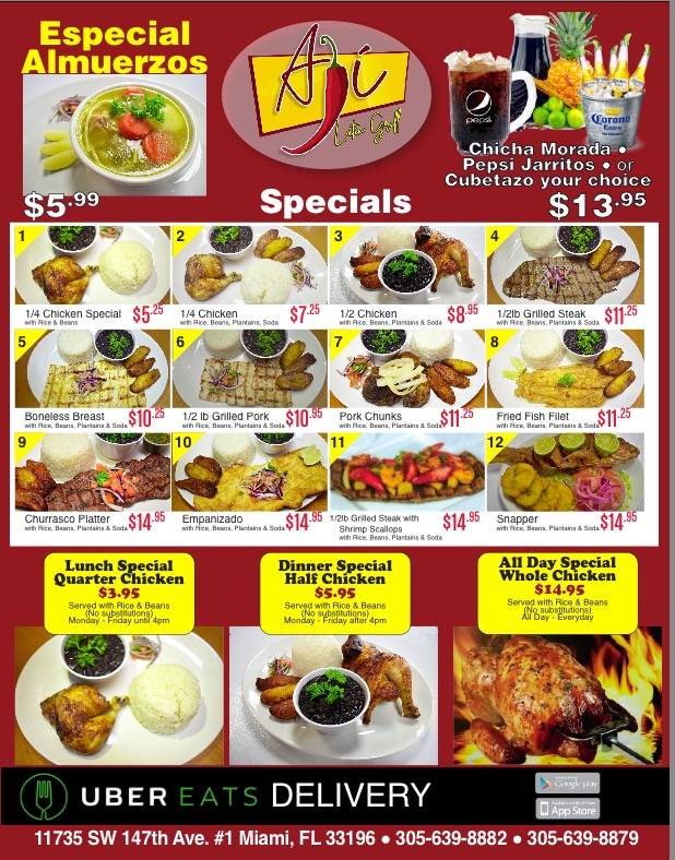 AJI Latin Grill | restaurant | 11735 SW 147th Ave #1, Miami, FL 33196, USA | 3056398882 OR +1 305-639-8882