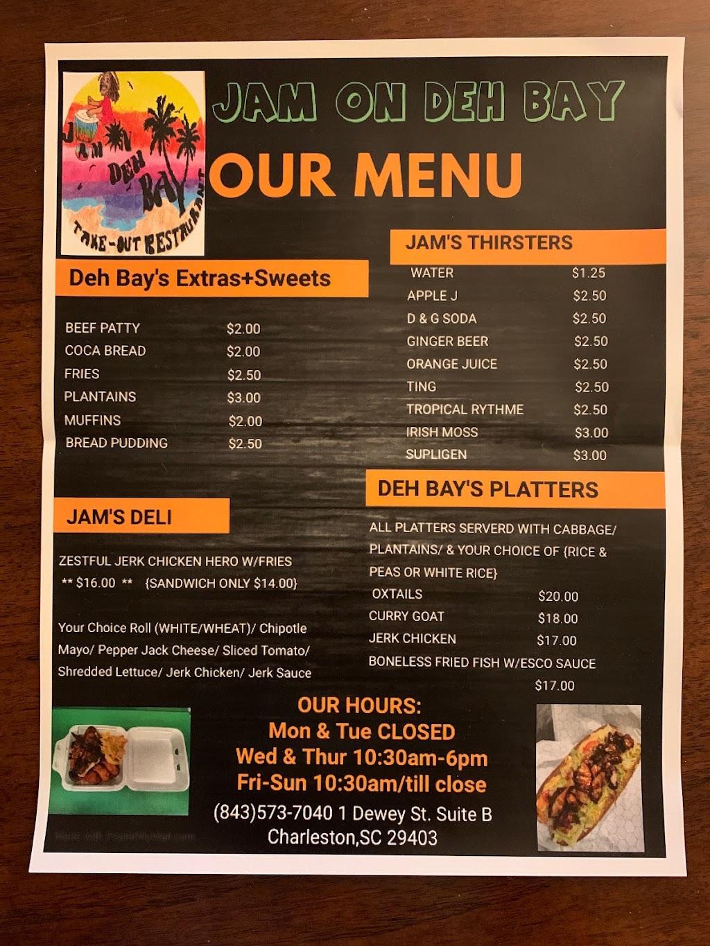 JAM ON DEH BAY | meal takeaway | 1B Dewey St, Charleston, SC 29403, USA | 8435737040 OR +1 843-573-7040