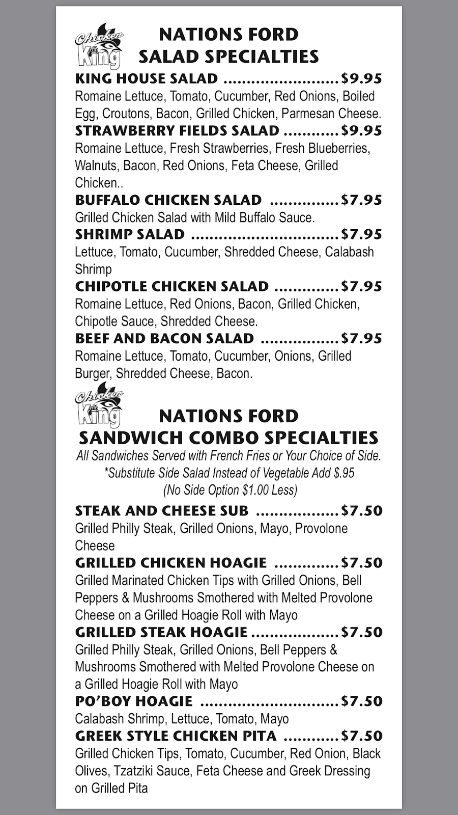 Chicken King Nations Ford @ I-77 Exit 4 | restaurant | 7825 Nations Ford Rd, Charlotte, NC 28217, United States | 7045584546 OR +1 704-558-4546