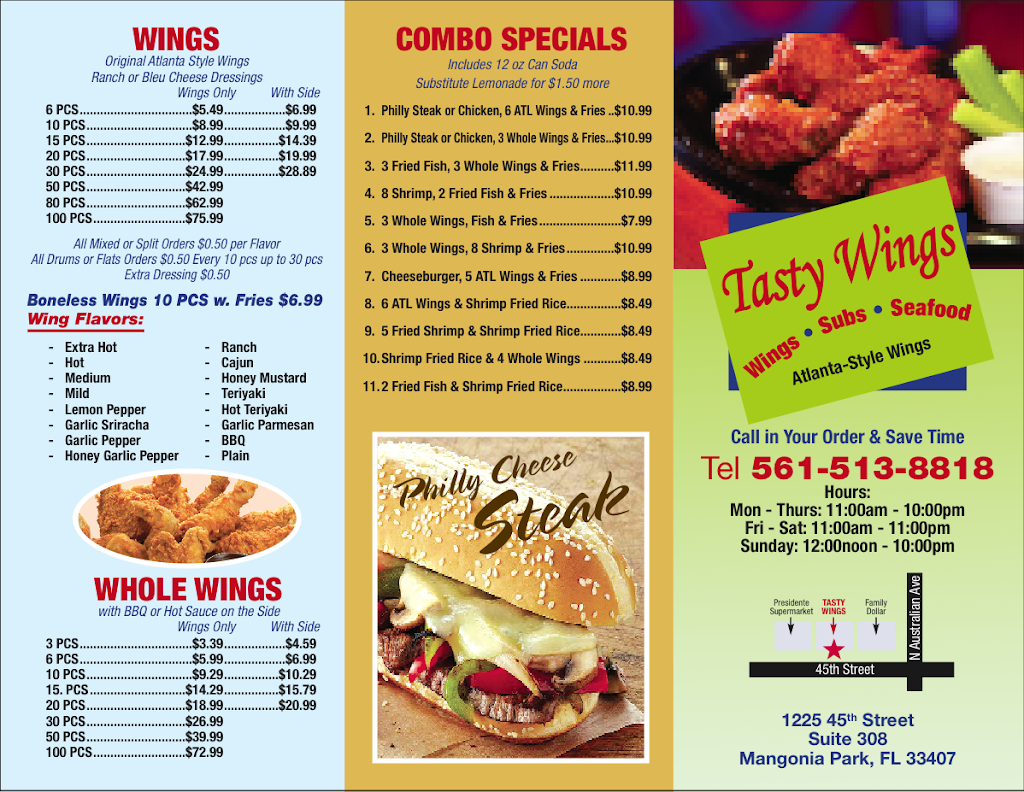 Tasty Wings | restaurant | 1225 45th St #308, West Palm Beach, FL 33407, USA | 5615138818 OR +1 561-513-8818