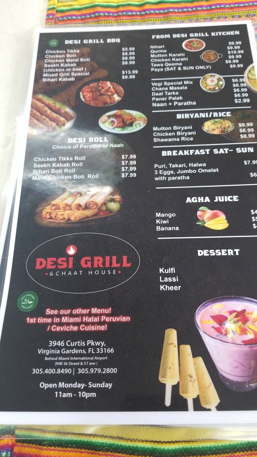 Desi Grill | restaurant | 3968 Curtiss Pkwy, Miami Springs, FL 33166, USA | 3054008490 OR +1 305-400-8490