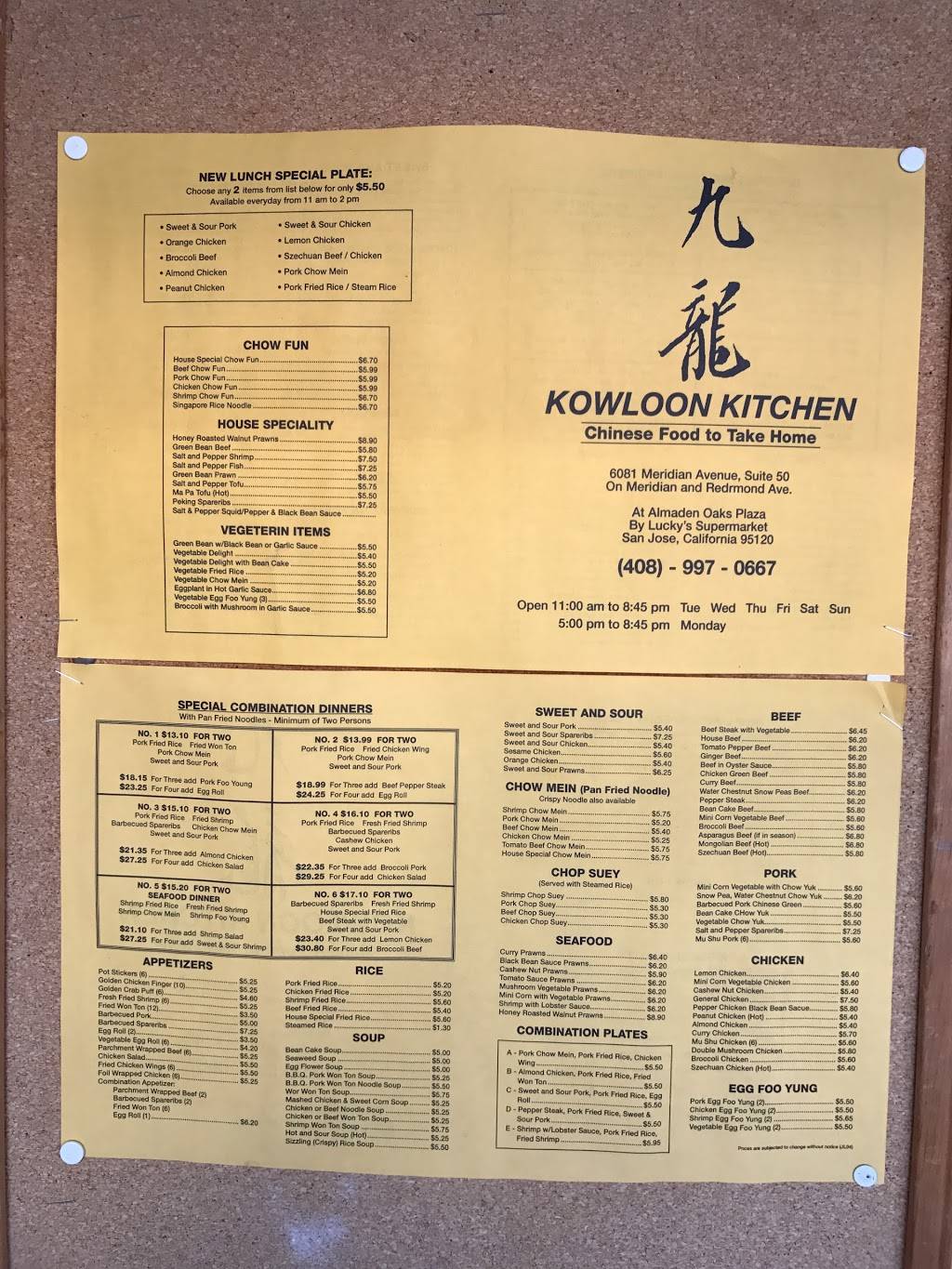 Kowloon Kitchen Take Out | meal takeaway | 6081 Meridian Ave #50, San Jose, CA 95120, USA | 4089970667 OR +1 408-997-0667