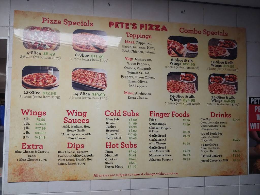 Petes Pizza | restaurant | 6 Pleasant Ave, St. Catharines, ON L2R 1X8, Canada | 9056854877 OR +1 905-685-4877