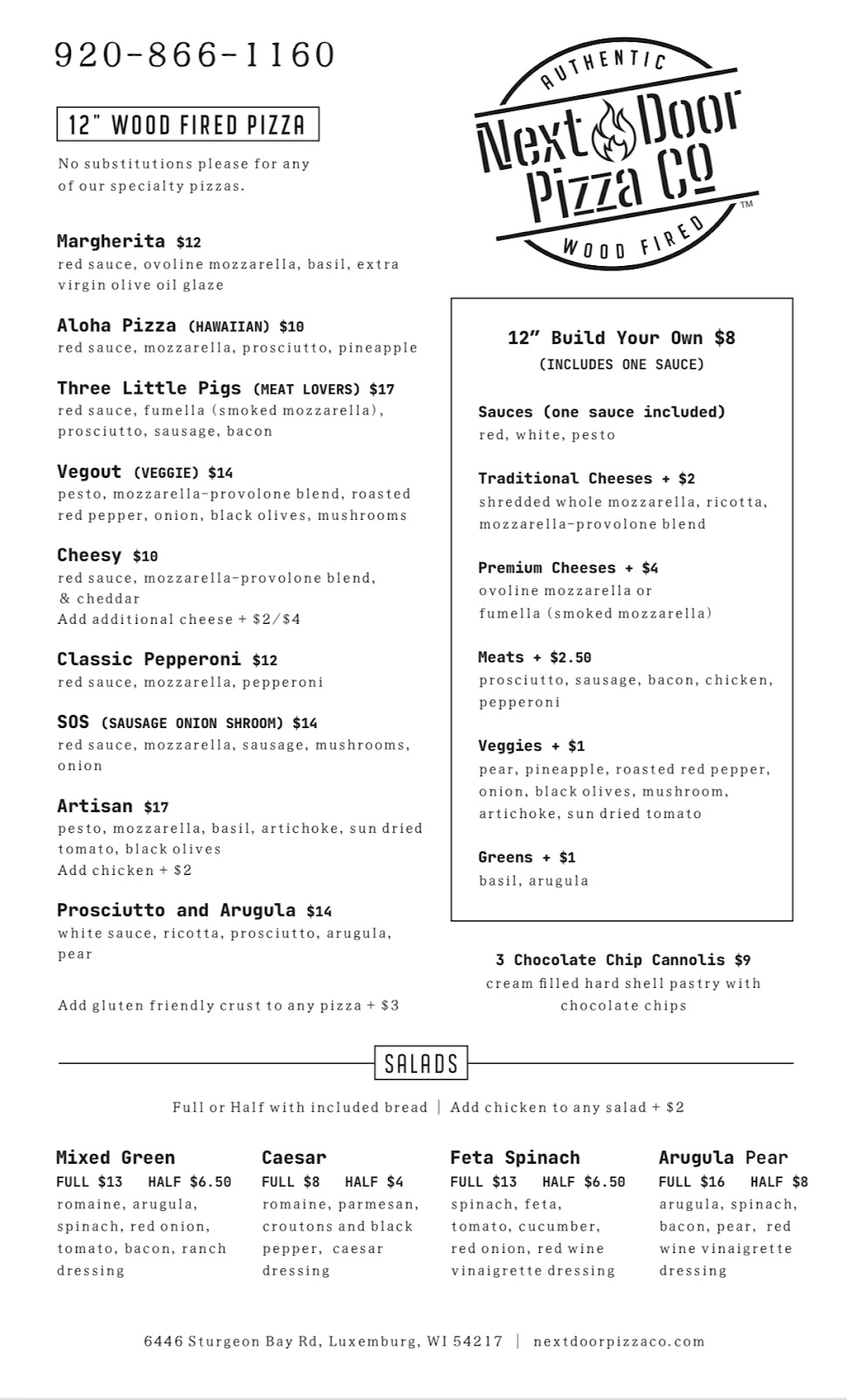 Next Door Pizza Co | restaurant | 6446 Sturgeon Bay Rd, Luxemburg, WI 54217, USA | 9208661160 OR +1 920-866-1160