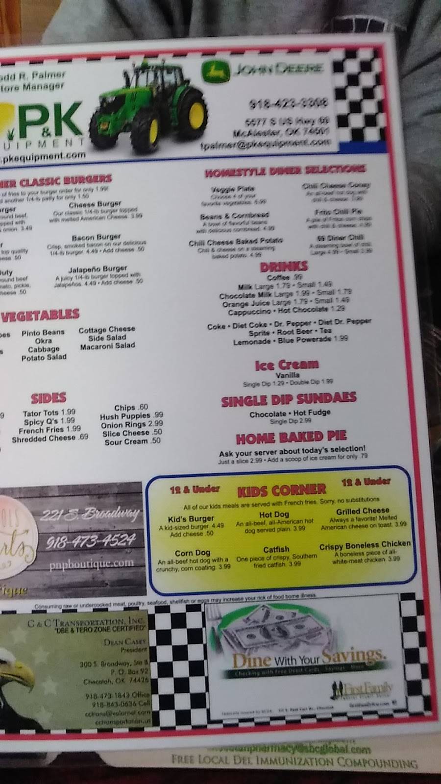 69 Diner | restaurant | 722 N Broadway St, Checotah, OK 74426, USA | 9184735144 OR +1 918-473-5144