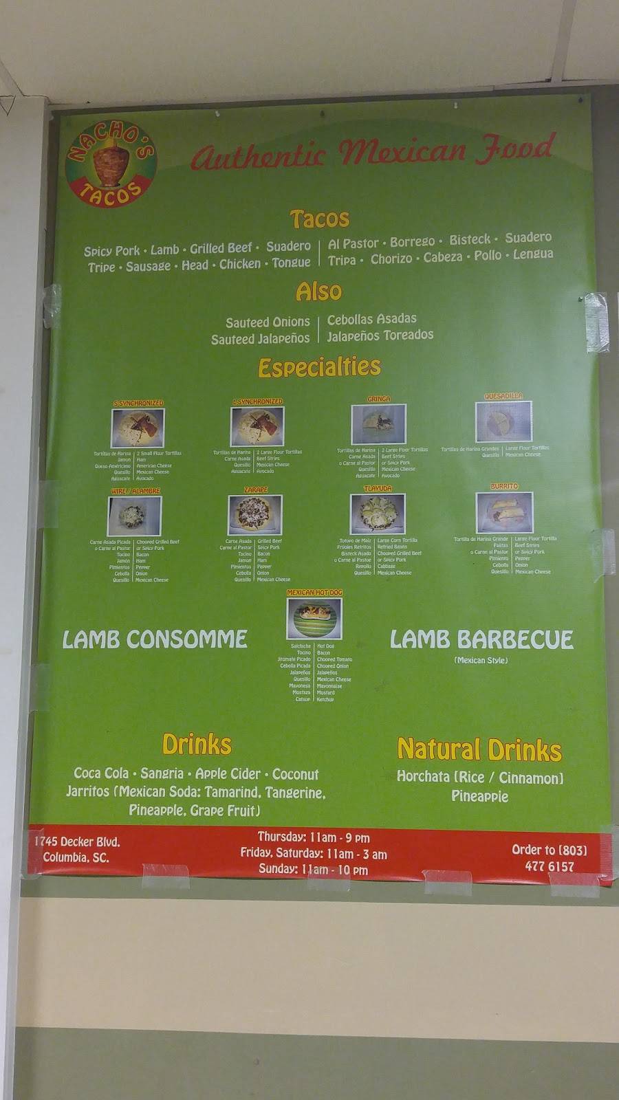 Nachos Tacos | restaurant | 1745 Decker Blvd, Columbia, SC 29206, USA | 8034776157 OR +1 803-477-6157