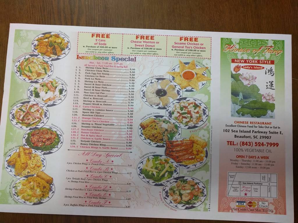 House of Tang 2 | restaurant | 102 Sea Island Pkwy, Beaufort, SC 29907, USA | 8435247999 OR +1 843-524-7999