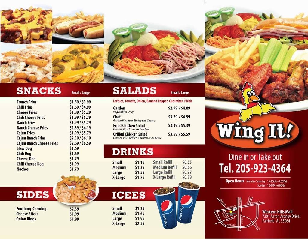 Wing It! | restaurant | 7201 Aaron aronov Dr #27-A, Fairfield, AL 35064, USA | 2059234364 OR +1 205-923-4364