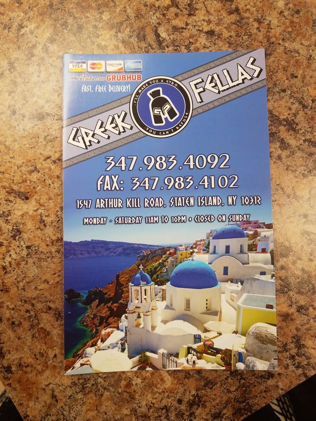 Greek Fellas | restaurant | 1547 Arthur Kill Rd, Staten Island, NY 10312, USA | 3478424390 OR +1 347-842-4390