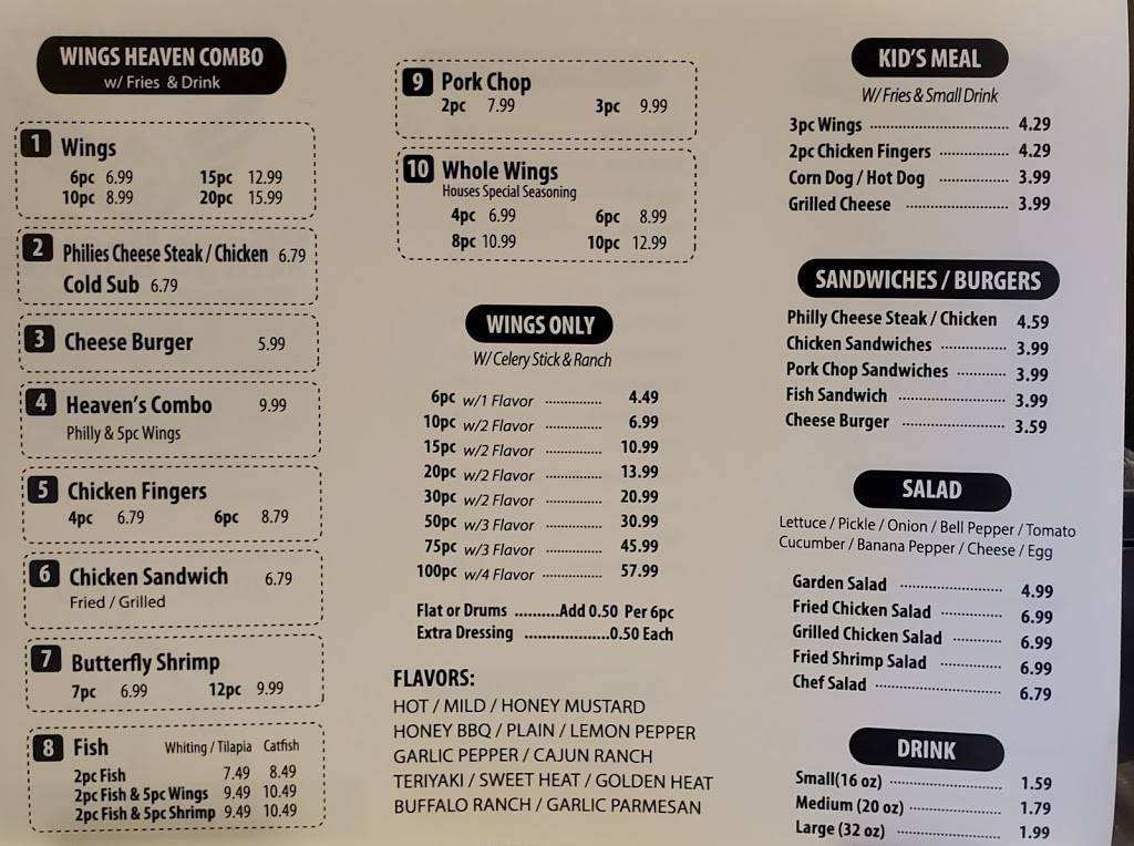 Wings Heaven | restaurant | 5605 E J Oliver Blvd, Fairfield, AL 35064, USA | 2056376840 OR +1 205-637-6840