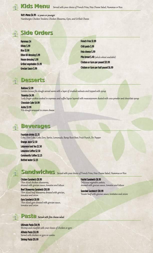 Olive Tree Cafe | restaurant | 36520 Oak Plaza Ave, Prairieville, LA 70769, USA | 2256778777 OR +1 225-677-8777