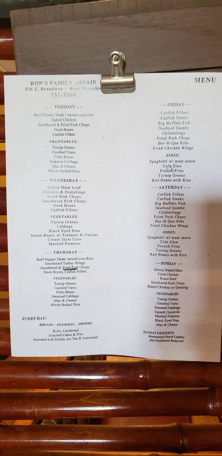 Rons Family Affair Restaurant | restaurant | 190 Shoppingway Blvd, West Memphis, AR 72301, USA | 8707353368 OR +1 870-735-3368