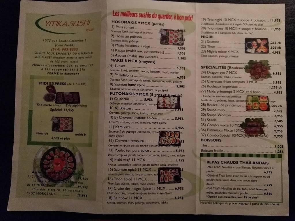 Sushi Plus Yitika | restaurant | 4075 Rue Sainte-Catherine E, Montréal, QC H1W 2G8, Canada | 5149038555 OR +1 514-903-8555