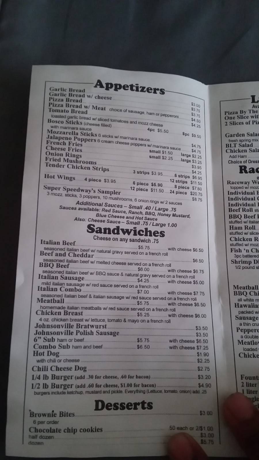 Raceway Pizza & More | meal takeaway | 109 E Gardner St, Elwood, IL 60421, USA | 8154236250 OR +1 815-423-6250