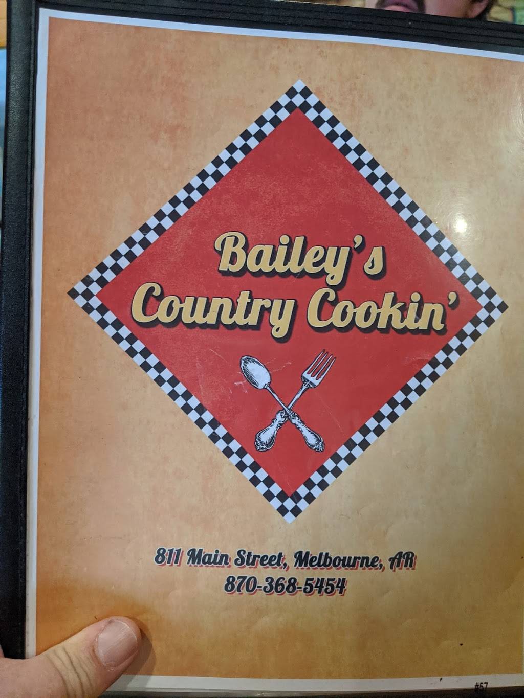 Baileys Country Cookin | restaurant | 811 Main St, Melbourne, AR 72556, USA | 8703685454 OR +1 870-368-5454