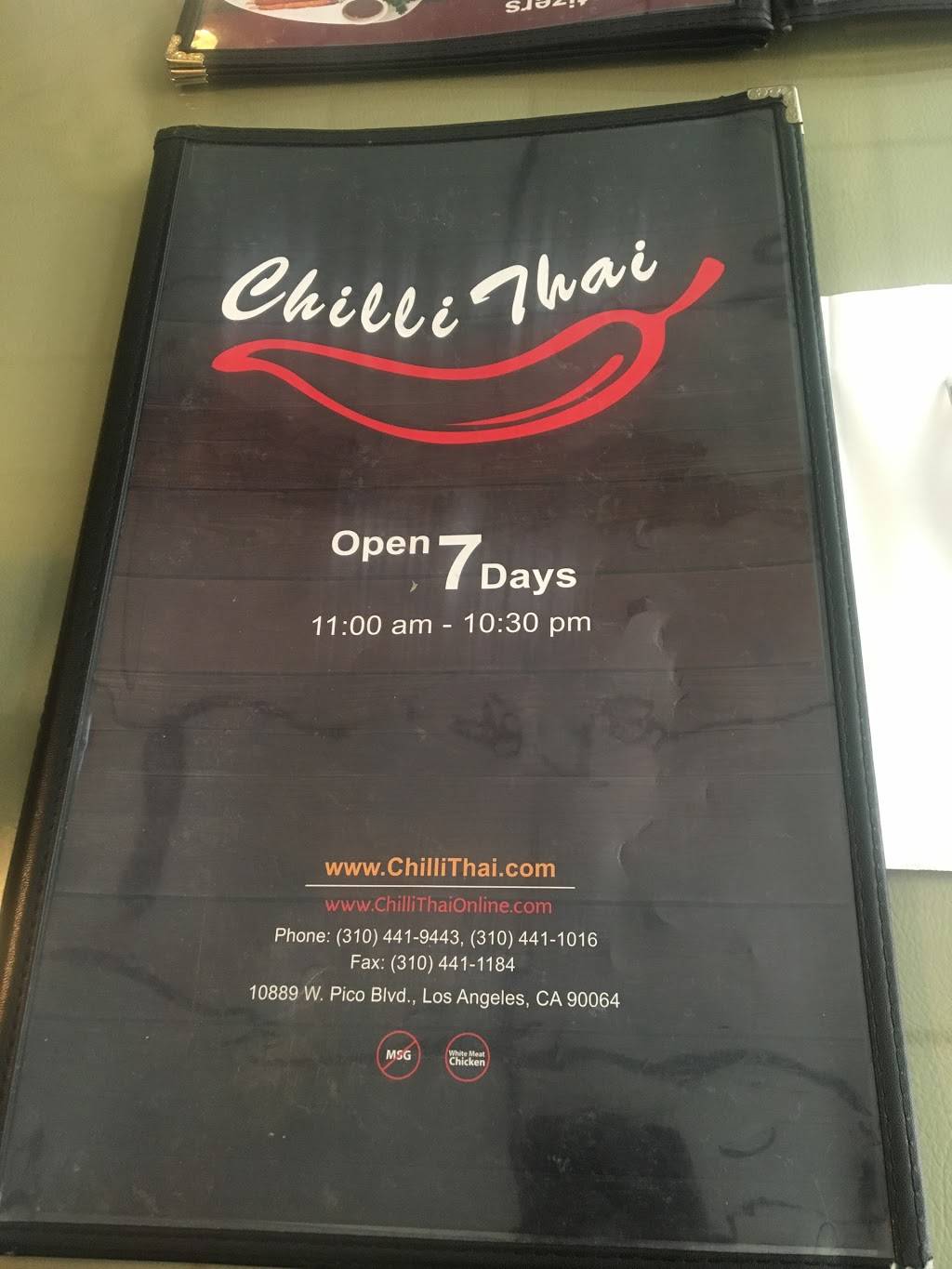 Chilli Thai | restaurant | 2114, 10889 Pico Blvd, Los Angeles, CA 90064, USA | 3104419443 OR +1 310-441-9443