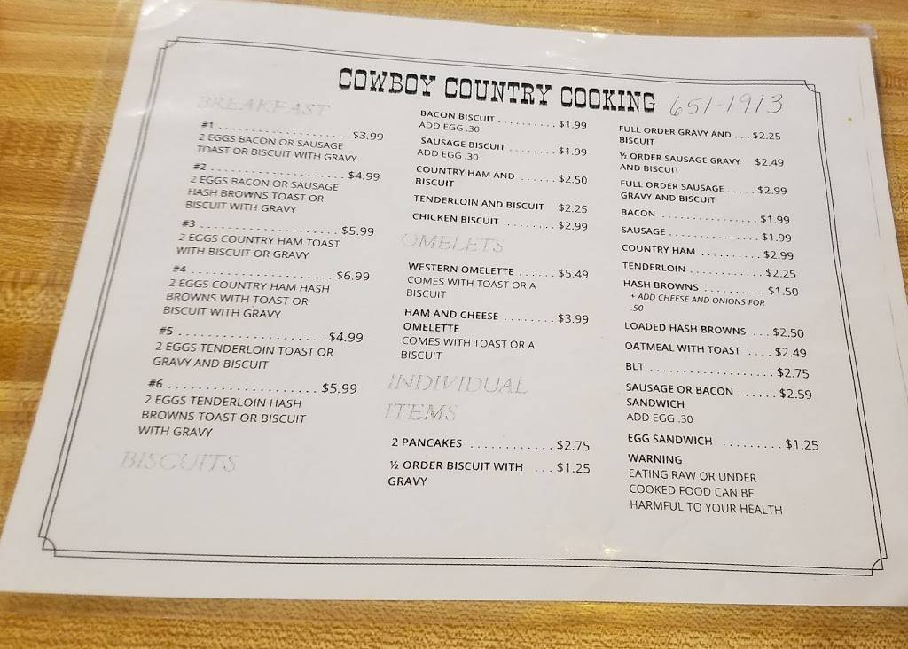 Cowboy Country Cooking | restaurant | 525 W Main St, Glasgow, KY 42141, USA | 2706511913 OR +1 270-651-1913
