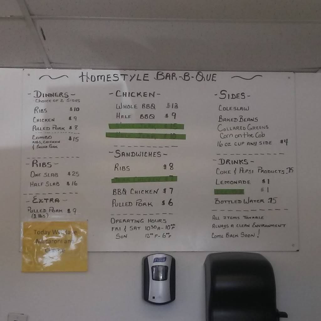 Homestyle BBQ | restaurant | 1701 N Fort Harrison Ave, Clearwater, FL 33755, USA | 7276015991 OR +1 727-601-5991